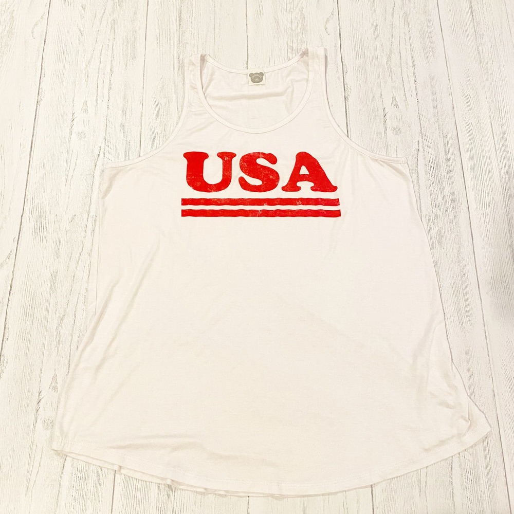 Color Bear White USA Tank Top Women's Size 1XL Patriotic